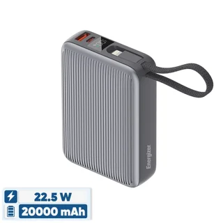 پاوربانک 22.5 وات انرجایزر مدل UE20086PQ ظرفیت 20000 میلی‌آمپرساعت به همراه کابل متصل لایتنینگ