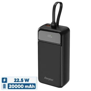 پاوربانک 22.5 وات انرجایزر مدل UE20084PQ ظرفیت 20000 میلیآمپرساعت به همراه سه کابل متصل