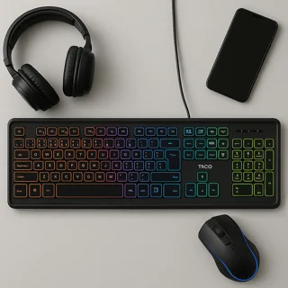کیبورد تسکو مدل TK 8046،سوییچ ممبران، Full-size، نورپردازی RGB 102475136