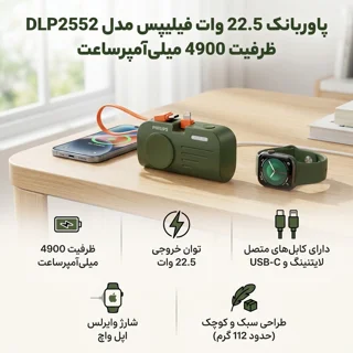 پاوربانک 12 وات فیلیپس مدل DLP2552 ظرفیت 4900 میلی‌آمپرساعت 102367957
