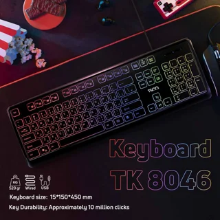 کیبورد تسکو مدل TK 8046،سوییچ ممبران، Full-size، نورپردازی RGB 102475133
