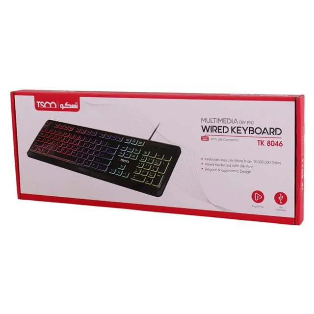 کیبورد تسکو مدل TK 8046،سوییچ ممبران، Full-size، نورپردازی RGB 102475135