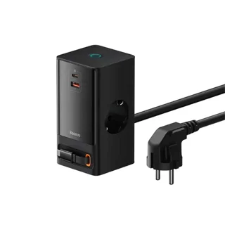 شارژر رومیزی فست چندکاره Baseus مدل PowerCombo Tower PowerStrip 65W